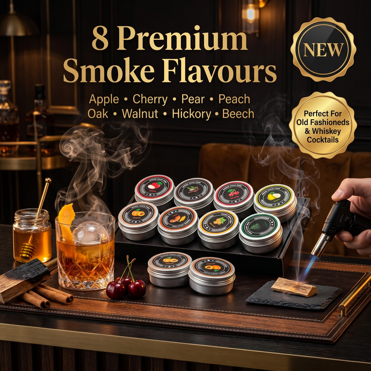 MyBar Premium Smoke Collection™-  8 Signature Smoking Woods For Whiskey & Cocktails